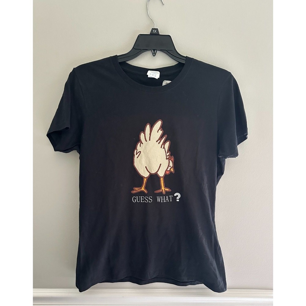 Port and Company Tshirt "Guess What" Joke Tee shirt Size L